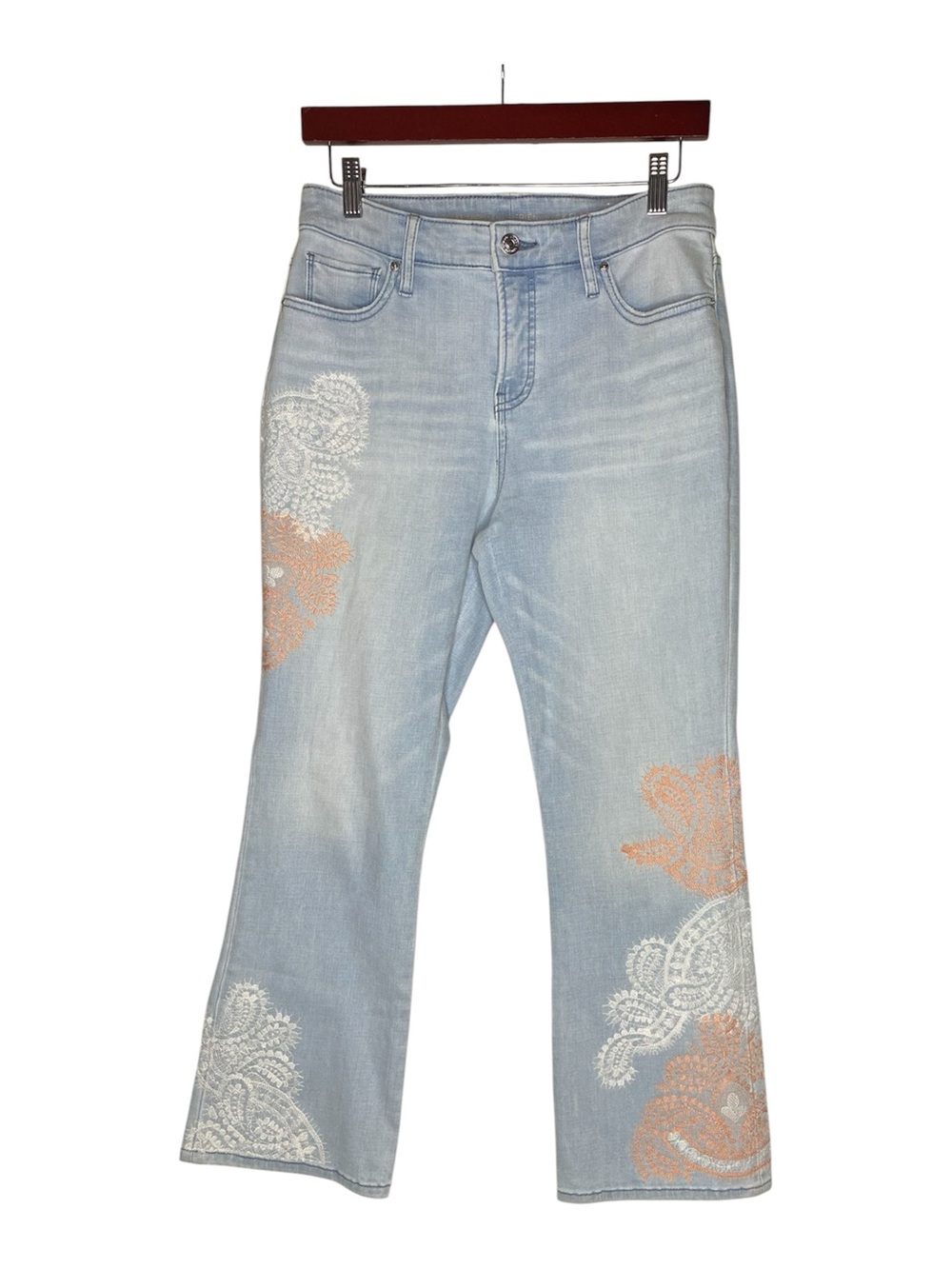 NWOT!  Chico's So Slimming Kick Flare Embroidered Girlfriend Jeans - Size S